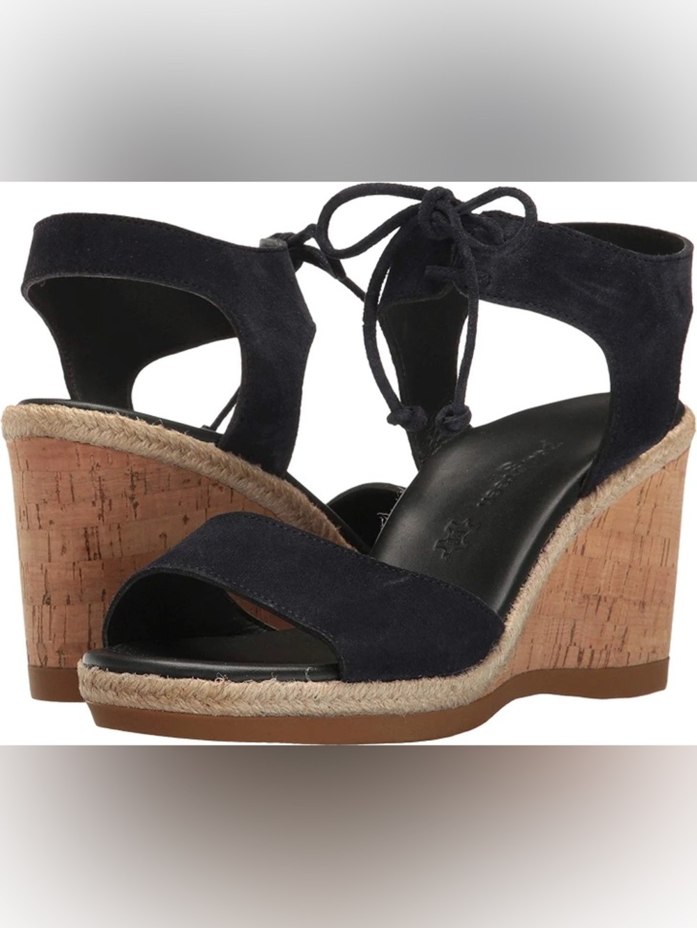 Paul Green Melissa Navy Suede Lace Up Cork Wedge Sandals UK 5 US 7.5 MSRP $340